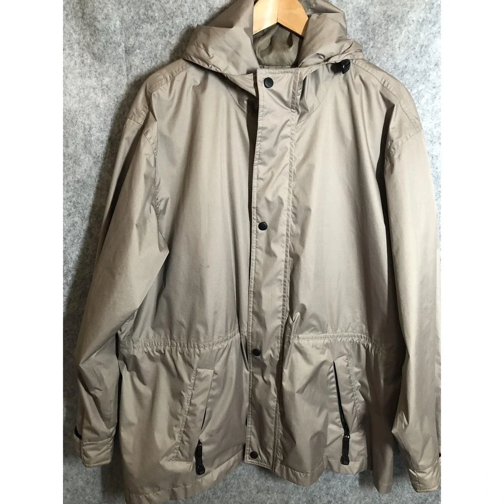 Outback Trading Company Jacket Large Beige Packable Hooded Pak-a-roo Hike Camp